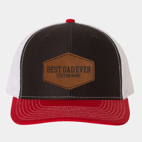 Custom Engraved Leather Patch Snapback Trucker Cap Thumbnail