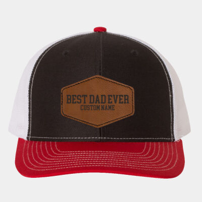 Custom Engraved Leather Patch Snapback Trucker Cap Thumbnail